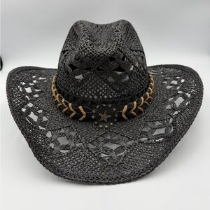 Black Woven Bullhide Cowboy Hat with Star Accent